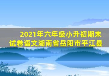 2021年六年级小升初期末试卷语文湖南省岳阳市平江县