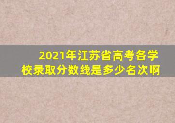 2021年江苏省高考各学校录取分数线是多少名次啊