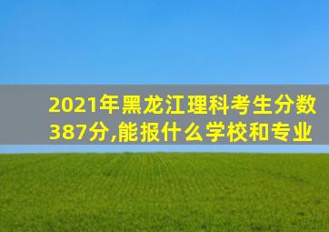 2021年黑龙江理科考生分数387分,能报什么学校和专业