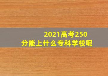 2021高考250分能上什么专科学校呢