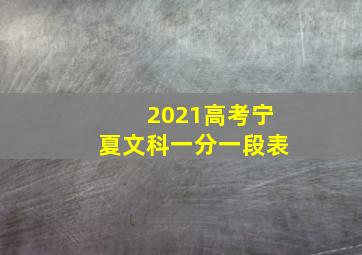 2021高考宁夏文科一分一段表