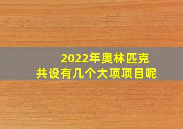 2022年奥林匹克共设有几个大项项目呢