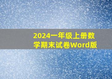 2024一年级上册数学期末试卷Word版