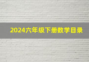 2024六年级下册数学目录