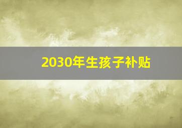 2030年生孩子补贴