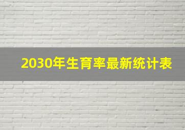 2030年生育率最新统计表