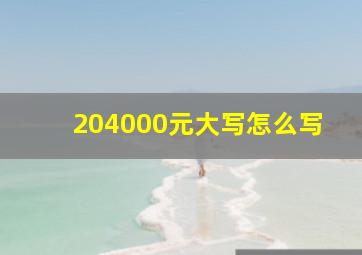 204000元大写怎么写