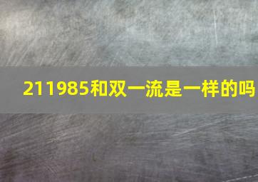 211985和双一流是一样的吗