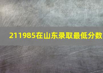 211985在山东录取最低分数