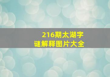 216期太湖字谜解释图片大全