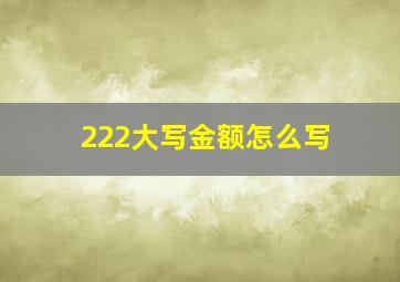 222大写金额怎么写