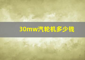 30mw汽轮机多少钱