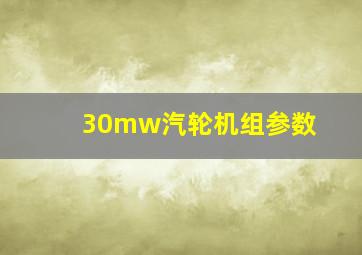 30mw汽轮机组参数