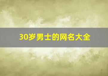 30岁男士的网名大全