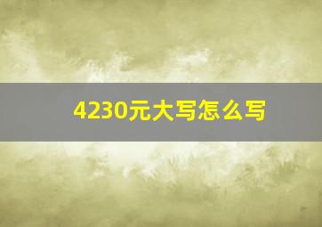 4230元大写怎么写