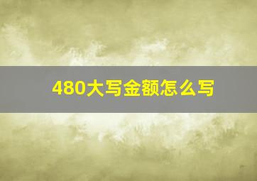 480大写金额怎么写