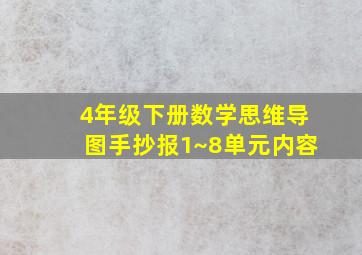 4年级下册数学思维导图手抄报1~8单元内容