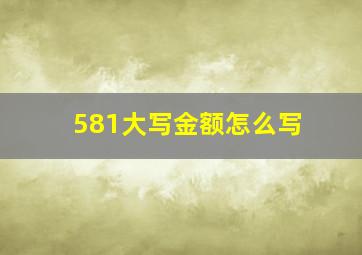 581大写金额怎么写