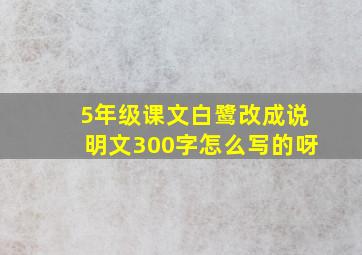 5年级课文白鹭改成说明文300字怎么写的呀