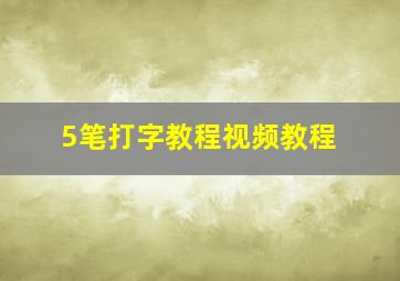 5笔打字教程视频教程