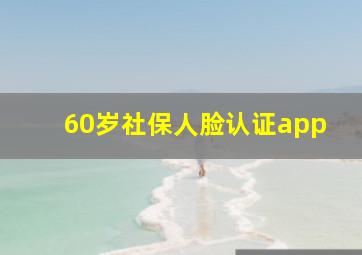 60岁社保人脸认证app