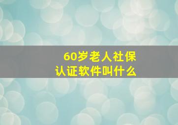 60岁老人社保认证软件叫什么