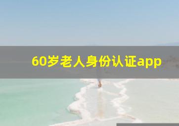 60岁老人身份认证app