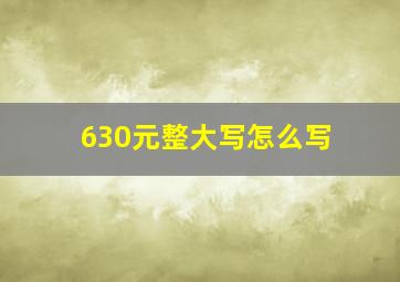 630元整大写怎么写