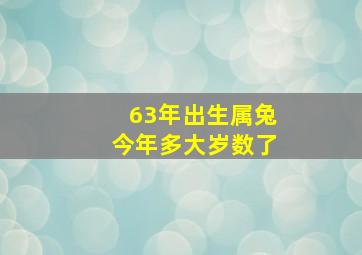 63年出生属兔今年多大岁数了