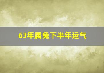 63年属兔下半年运气