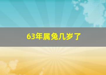 63年属兔几岁了