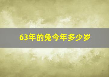 63年的兔今年多少岁