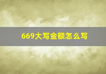 669大写金额怎么写