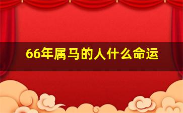 66年属马的人什么命运