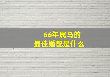 66年属马的最佳婚配是什么