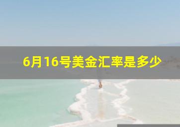 6月16号美金汇率是多少