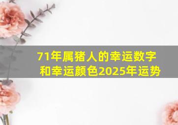 71年属猪人的幸运数字和幸运颜色2025年运势