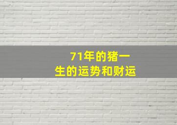 71年的猪一生的运势和财运