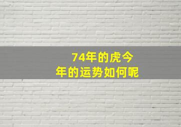 74年的虎今年的运势如何呢