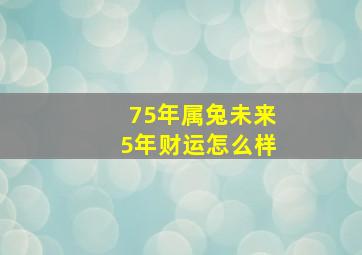 75年属兔未来5年财运怎么样