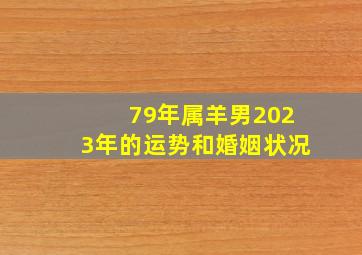 79年属羊男2023年的运势和婚姻状况