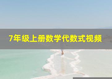 7年级上册数学代数式视频