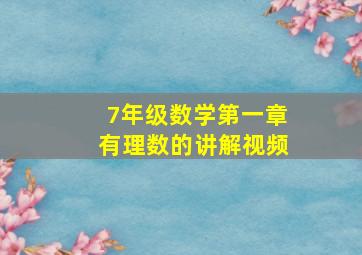 7年级数学第一章有理数的讲解视频