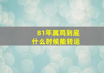 81年属鸡到底什么时候能转运