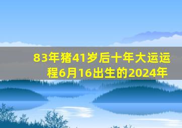 83年猪41岁后十年大运运程6月16出生的2024年