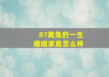 87属兔的一生婚姻家庭怎么样