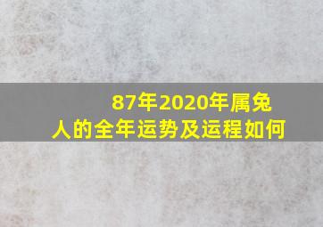 87年2020年属兔人的全年运势及运程如何