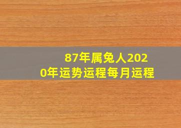 87年属兔人2020年运势运程每月运程