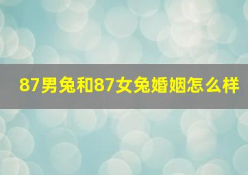 87男兔和87女兔婚姻怎么样