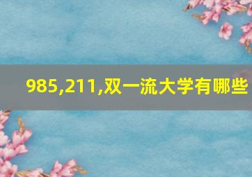 985,211,双一流大学有哪些